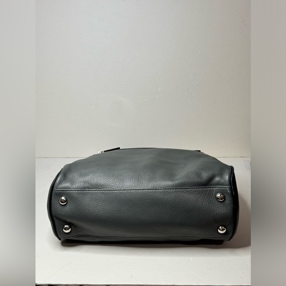 Michael Kors Smoke Gray Leather Convertible Dome Satchel Purse Bag - Picture 3 of 13